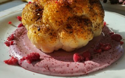 Chou fleur rôti sauce tahini framboise
