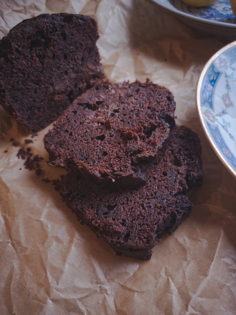 Gateau_vegan au chocolat à la courgette tranché